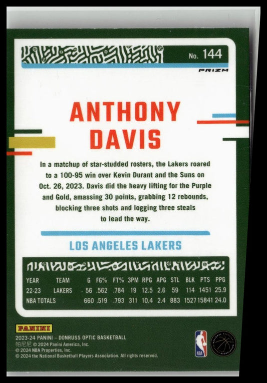 2023-24 Donruss Optic #144 Anthony Davis Blue #/49