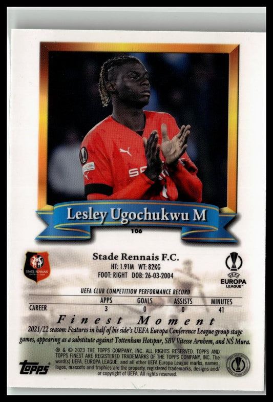 2022-23 Topps Finest Flashbacks UEFA Club Competitions #106 Lesley Ugochukwu