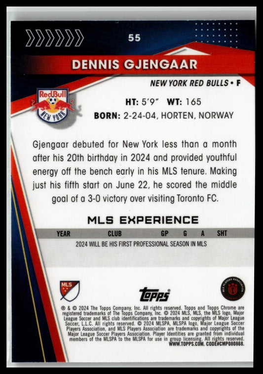2024 Topps Chrome MLS #55 Dennis Gjengaar Neon Green Lava Refractor