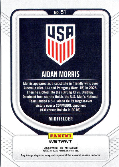 2026 Panini Instant USA Soccer #51 Aidan Morris Red, White & Blue
