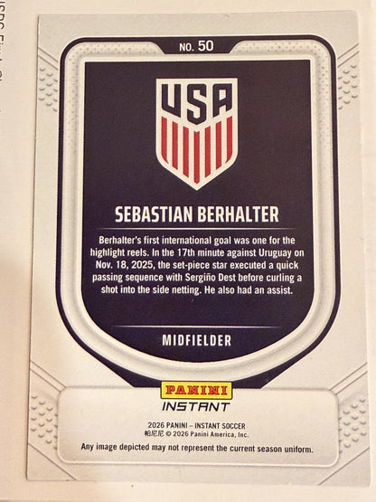 2026 Panini Instant USA Soccer #50 Sebastian Berhalter Red, White & Blue