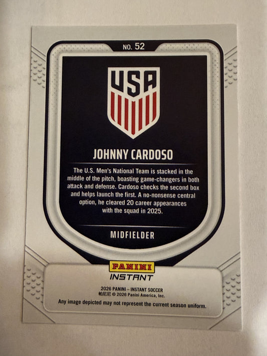 2026 Panini Instant USA Soccer #52 Johnny Cardoso Red, White & Blue