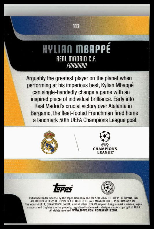 2025-26 Topps UEFA Club Competitions #112 Kylian Mbappé