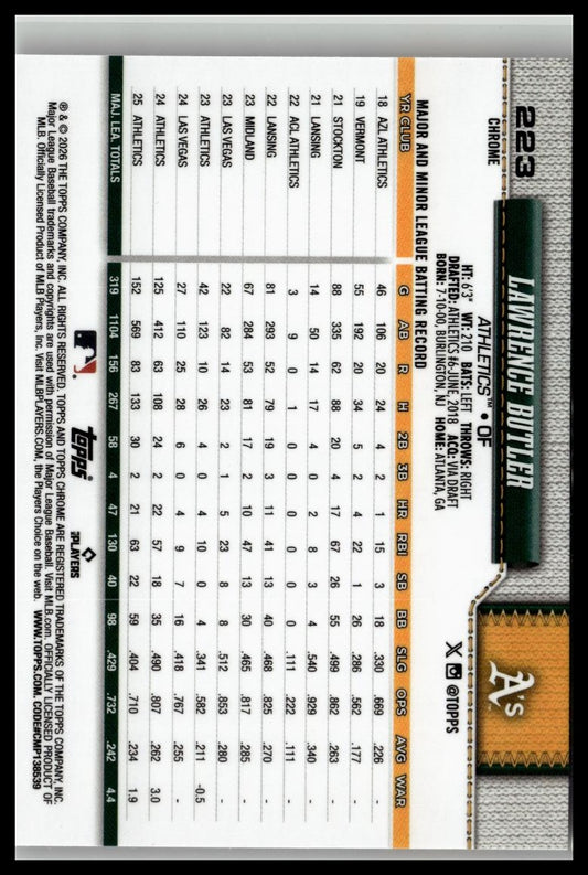 2026 Topps Chrome #223 Lawrence Butler X-Fractors