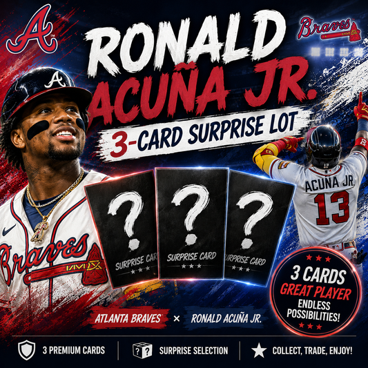 RONALD ACUNA, JR. - 3-Card Surprise Lot from Topps and/or Panini - (Atlanta Braves)