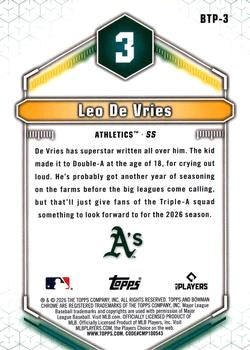 2026 Bowman Leo De Vries Bowman Scouts' Top 100 #BTP-3 Athletics