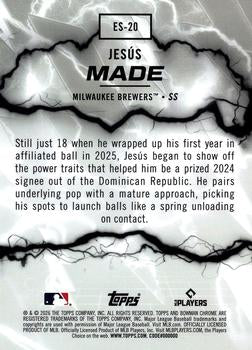 2026 Bowman Jesús Made Electric Sluggers #ES-20 Milwaukee Brewers