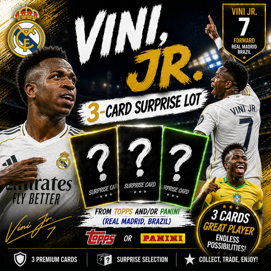 VINI, Jr. - 3-Card Surprise Lot from Topps and/or Panini - (Real Madrid, Brazil)